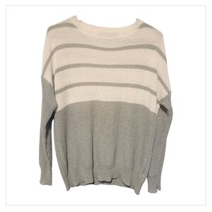 💎5/20 Doe & Rae Pastel Green & Off-White Striped Knit Sweater | M